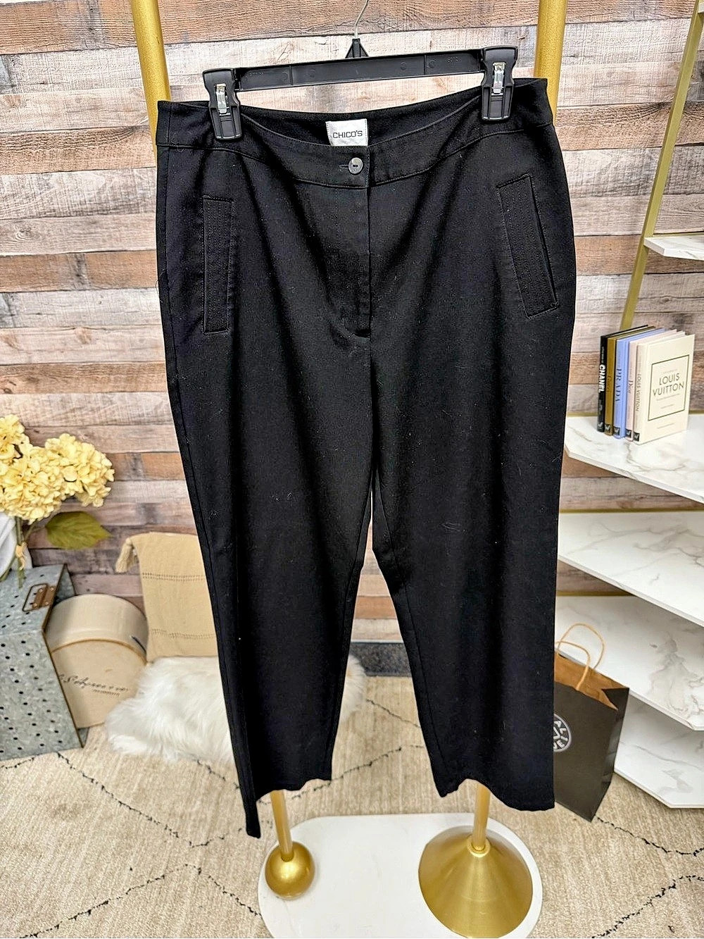 Chico's Black Straight Leg Trousers